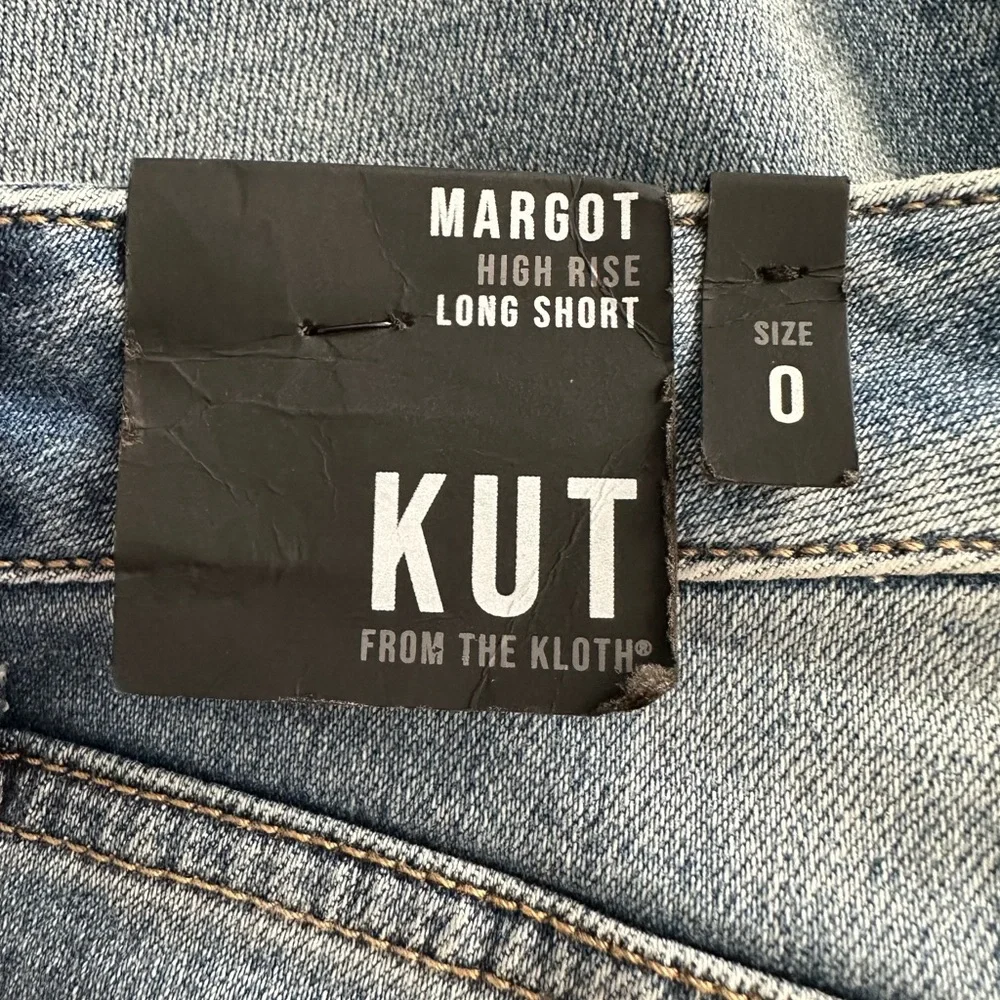 Kut From The Kloth Margot High Rise Long Short Distressed Raw Hem Size 0…